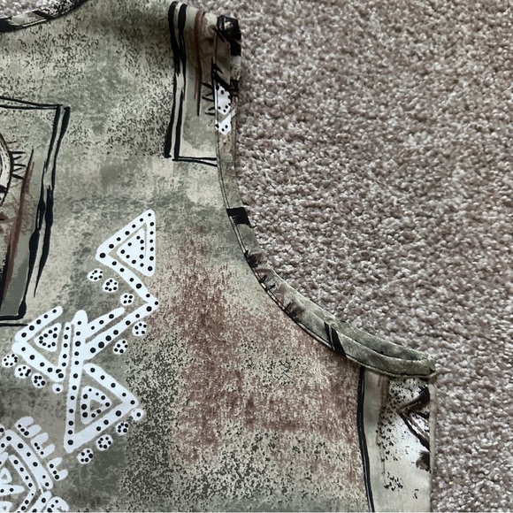 Vintage 90s/Y2K Caribou Tan Green Tribal Pattern Tank Top Womens Size Large Boho - Picture 11 of 15